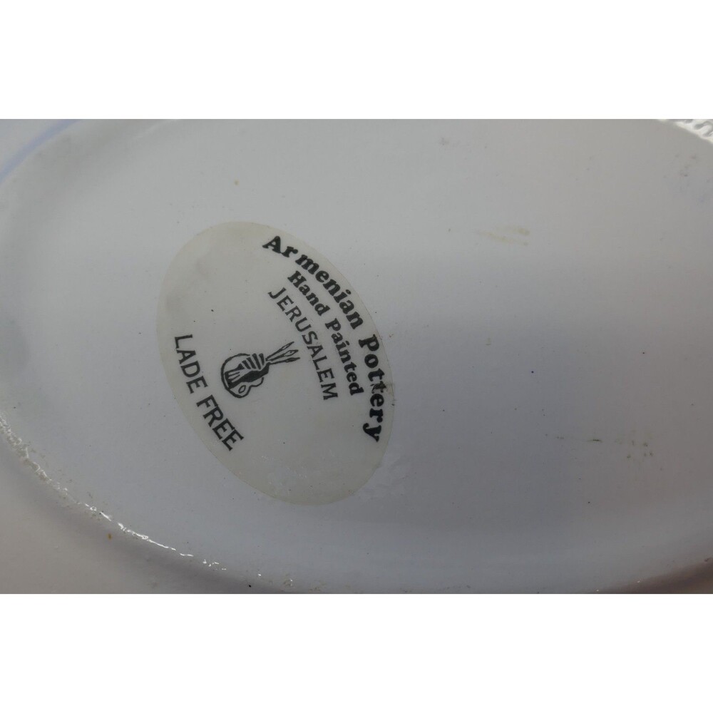 Armenian Pottery Hand Painted Floral Flowers Oval Dish Plate Made in Jerusalem - Picture 13 of 16